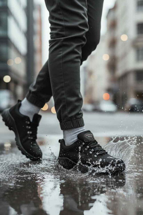 Siyah Su Geçirmez Kaymaz Taban Erkek Outdoor Ayakkabı M4105 M