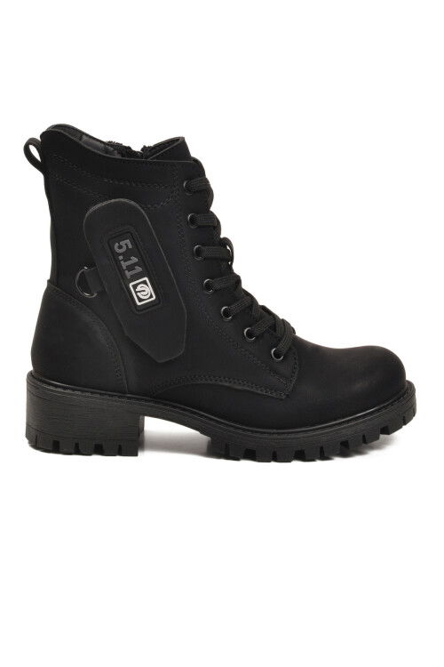 Siyah Nubuk İçi Polarlı Kaymaz Taban Fermuarlı Kadın Bot 24024 Z