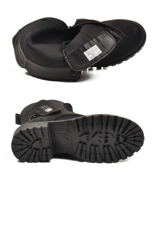 Siyah Nubuk İçi Polarlı Kaymaz Taban Fermuarlı Kadın Bot 24024 Z