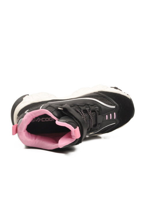 Siyah Cırtlı Desenli Kaymaz Taban Kız Çocuk Spor Ayakkabı Bella Uzun F