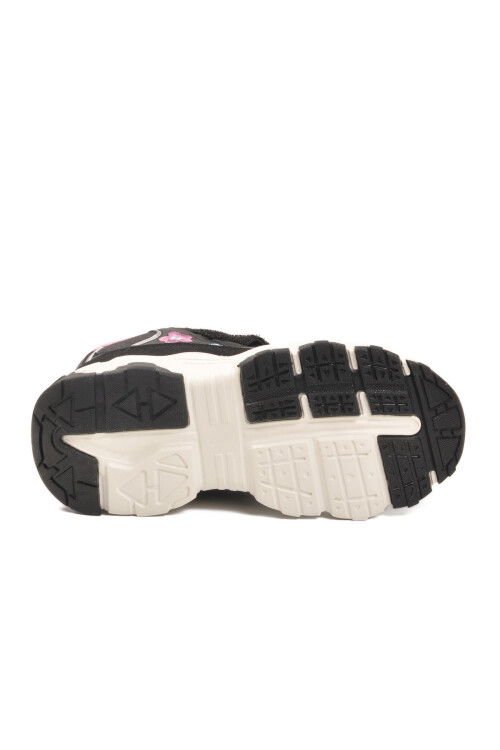 Siyah Cırtlı Desenli Kaymaz Taban Kız Çocuk Spor Ayakkabı Bella Uzun F