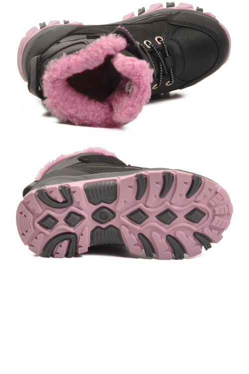 Siyah Pembe Kürklü Kaymaz Cırtlı Kız Çocuk Bot 2082 P