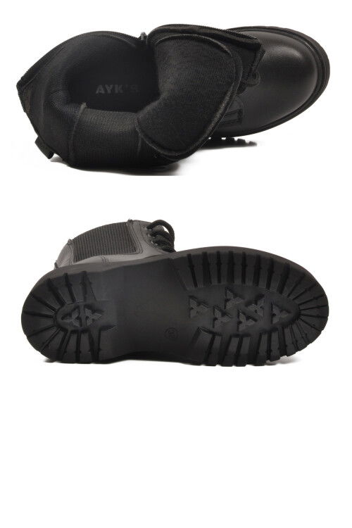 Siyah Polarlı Kaymaz Soğuğa Dirençli Deri Çocuk Bot Tuno 07 F