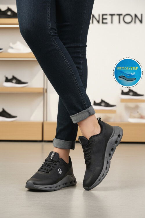 Siyah Bağcıklı Hafızalı Taban Unisex Spor Ayakkabı BNI-11050 G