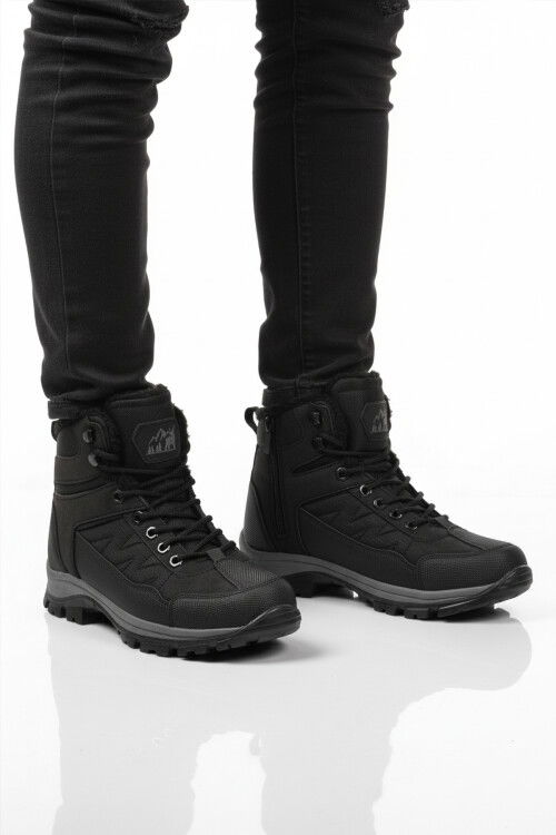 Siyah İçi Kürklü Soğuğa Dirençli Kaymaz Taban Unisex Outdoor Bot 980 G