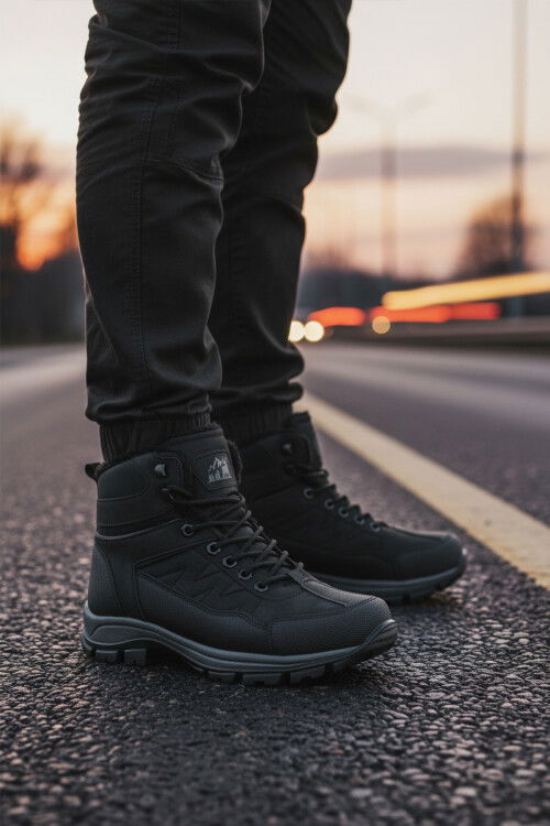 Siyah İçi Kürklü Soğuğa Dirençli Kaymaz Taban Unisex Outdoor Bot 980 G