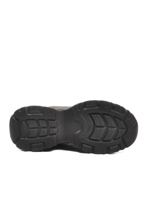 Siyah Bağcıklı Kalın Taban Hafif Kadın Sneaker 2318 G