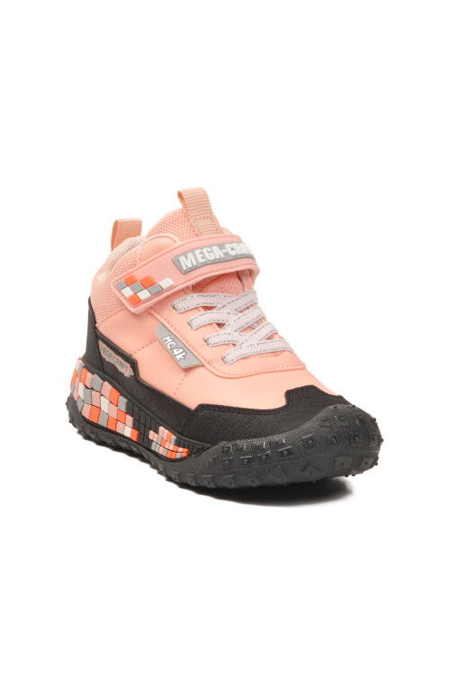 Siyah Pudra Cırtlı Kaymaz Kız Çocuk Spor Ayakkabı 811 F