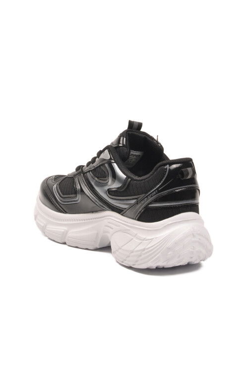 Siyah Beyaz Bağcıklı Hafif Yüksek Taban Kadın Sneaker 2376 G
