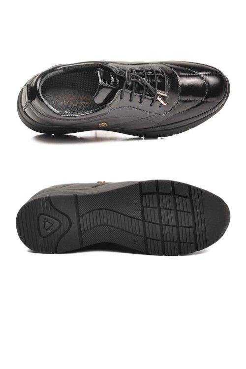 Siyah Rugan Hakiki Deri Anatomik Kadın Casual Ayakkabı 6115 Z