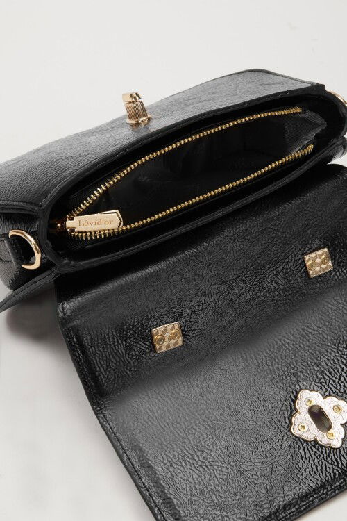 Siyah Rugan Kadın El ve Omuz Çantası 930179