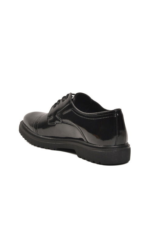 Siyah Rugan Bağcıklı Kaymaz Taban Erkek Klasik Ayakkabı 455 M