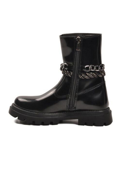 Siyah Rugan İçi Polarlı Kaymaz Kız Çocuk Çizme Duru F