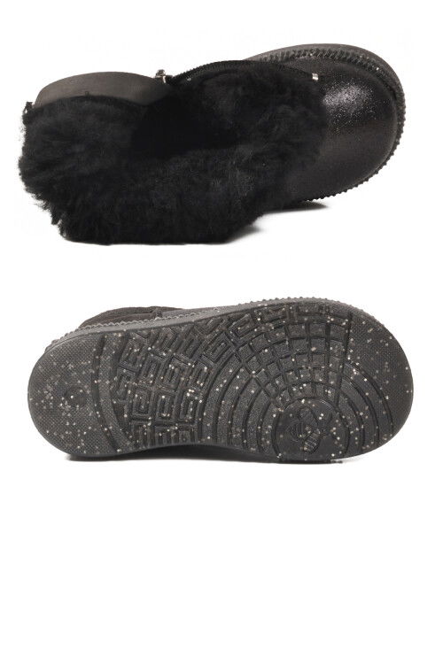 Siyah Simli İçi Kürklü Fermuarlı Bebek Bot 1212 B