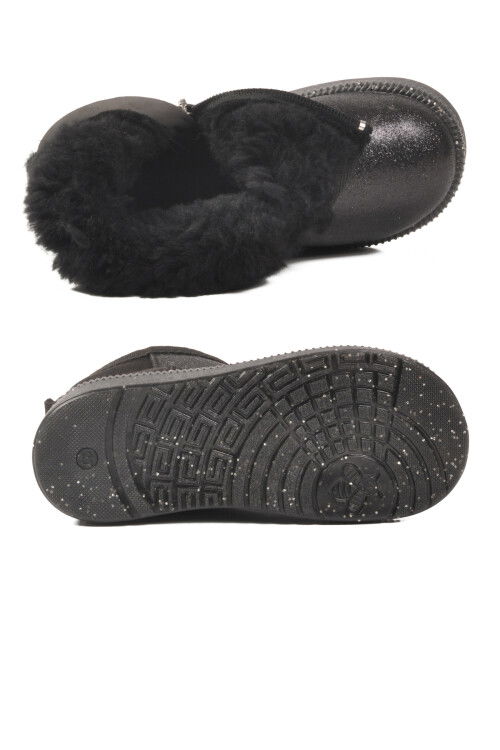 Siyah Simli İçi Kürklü Soğuğa Dirençli Kız Çocuk Bot 1212 P