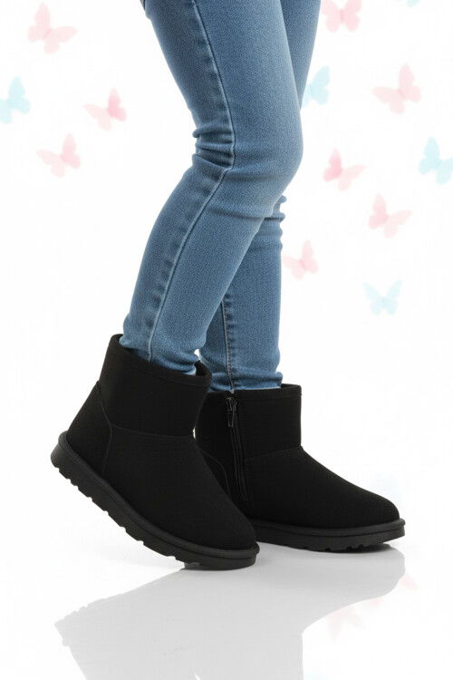 Siyah Süet İçi Kürklü Soğuğa Dirençli Kız Çocuk Bot 2096 F