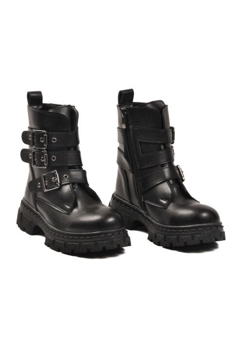 Siyah İçi Polarlı Kaymaz Kız Çocuk Bot Caneda F