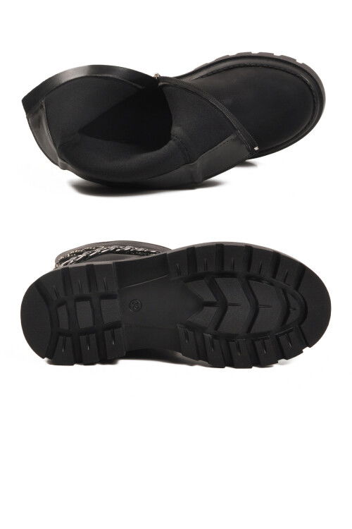 Siyah İçi Polarlı Kaymaz Kız Çocuk Çizme Duru F