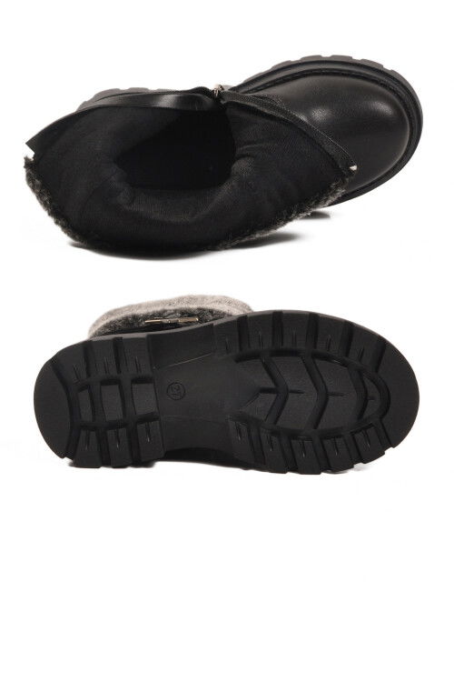 Siyah İçi Polarlı Fermuarlı Kız Çocuk Bot Evla P