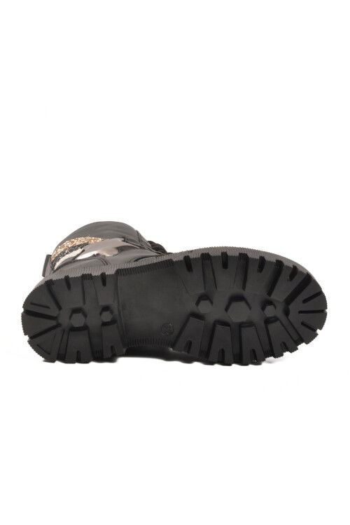 Siyah İçi Kürklü Fermuarlı Bağcıklı Kız Çocuk Bot 2002 F