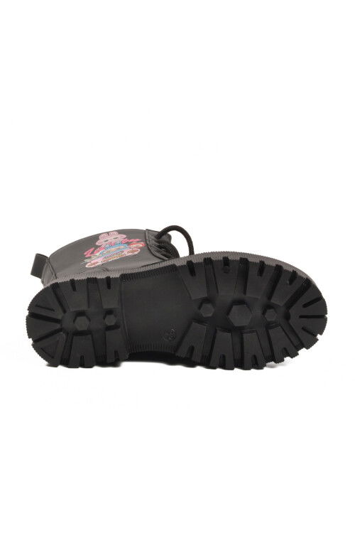 Siyah İçi Kürklü Bağcıklı Fermuarlı Kız Çocuk Bot 2005 F