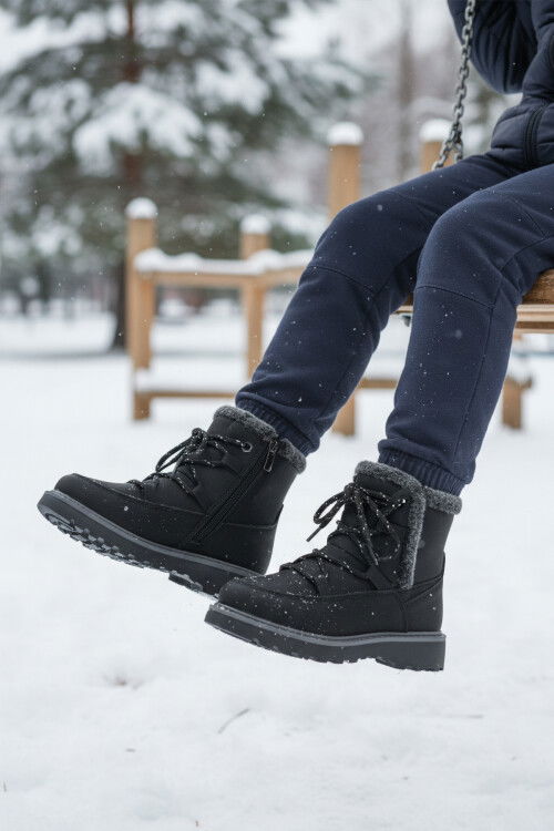 Siyah İçi Polarlı Kaymaz Kız Çocuk Bot Lina F