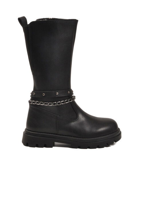 Siyah İçi Polarlı Fermuarlı Kız Çocuk Çizme Paris-26K F