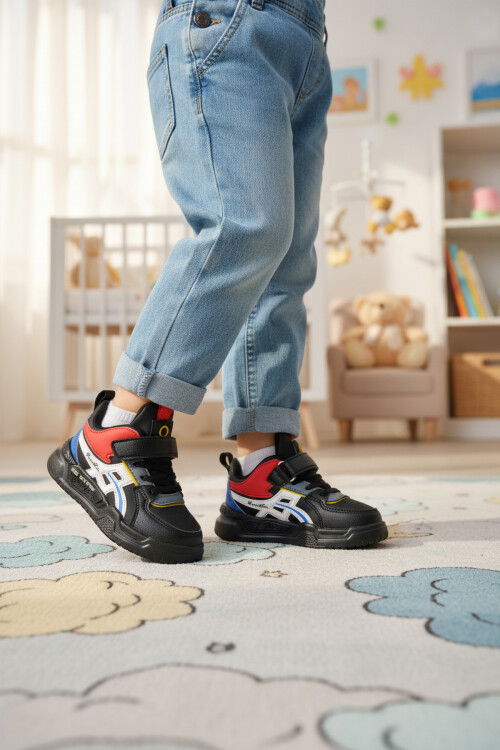 Siyah Cırtlı Unisex Çocuk Spor Ayakkabı BNI-11092 P