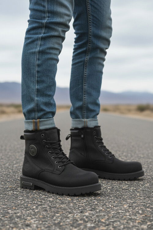 Siyah İçi Kürklü Kaymaz Taban Unisex Bot 528 G