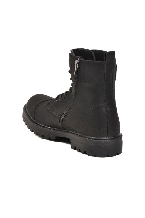 Siyah Polarlı Fermuarlı Bağcıklı Kaymaz Erkek Bot 856 M