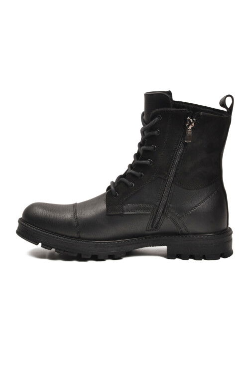 Siyah Kaymaz Taban İçi Polarlı Fermuarlı Erkek Bot GVN-347 M