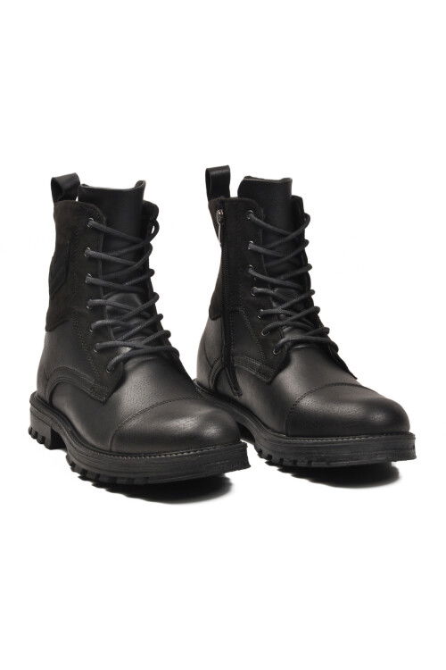 Siyah Kaymaz Taban İçi Polarlı Fermuarlı Erkek Bot GVN-347 M