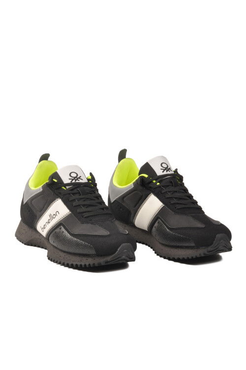 Siyah Bağcıklı Cilt Erkek Spor Ayakkabı BNI-12114 M