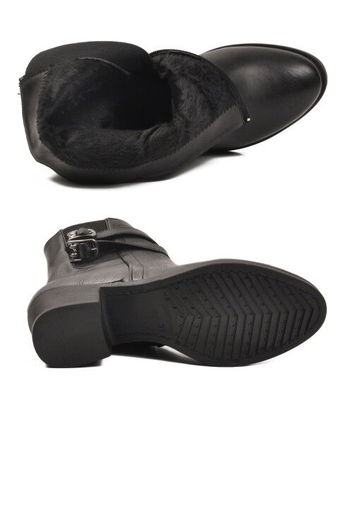 Siyah İçi Kürklü Topuklu Kadın Bot 1006 Z