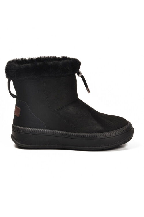 Siyah Kürklü Kaymaz Soğuğa Dirençli Kadın Bot 25003 Z