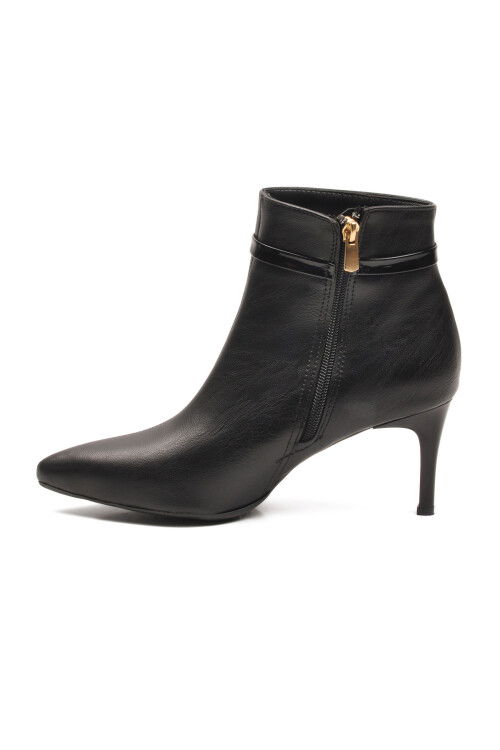 Siyah İçi Polarlı İnce Topuklu Fermuarlı Kadın Bot 2611 Z