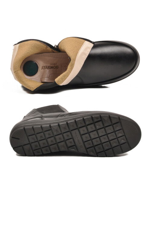 Siyah Jel Taban Anatomik Fermuarlı Kadın Bot 303 Bot Z