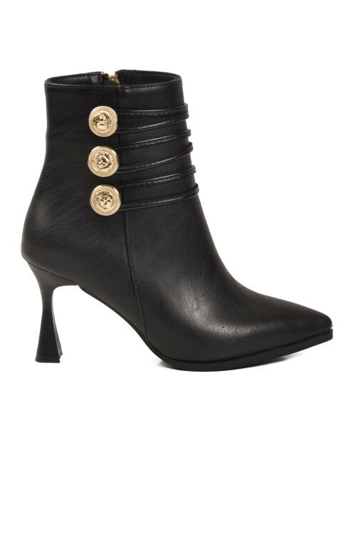 Siyah İçi Kürklü Fermuarlı Kadın Topuklu Bot 9652003 Z