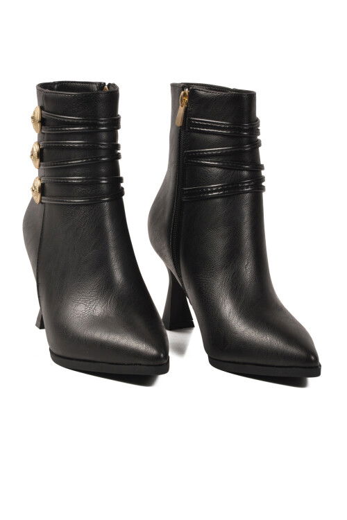 Siyah İçi Kürklü Fermuarlı Kadın Topuklu Bot 9652003 Z