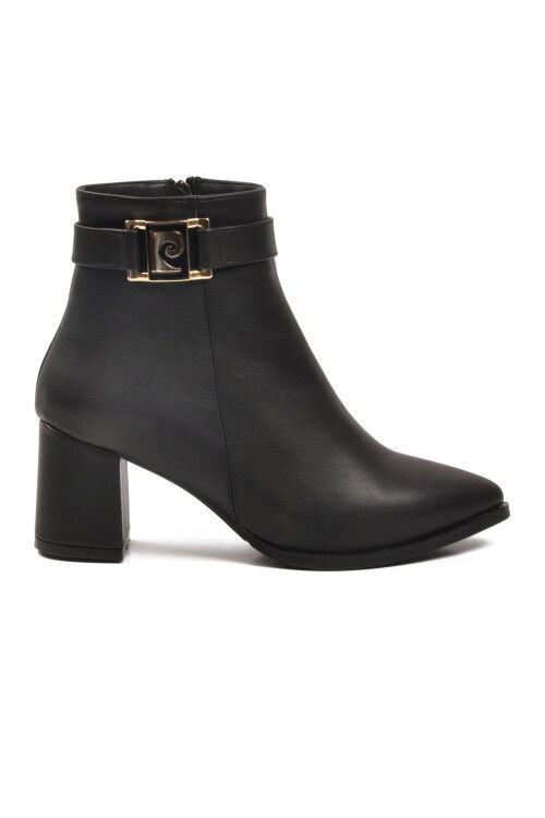 Siyah İçi Kürklü Fermuarlı Kadın Topuklu Bot PC-54975 Z