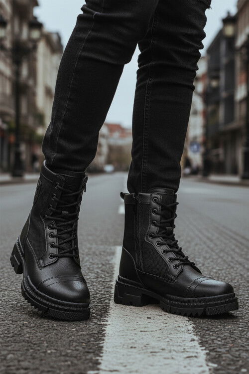 Siyah İçi Polarlı Kaymaz Taban Fermuarlı Unisex Bot 2100 G