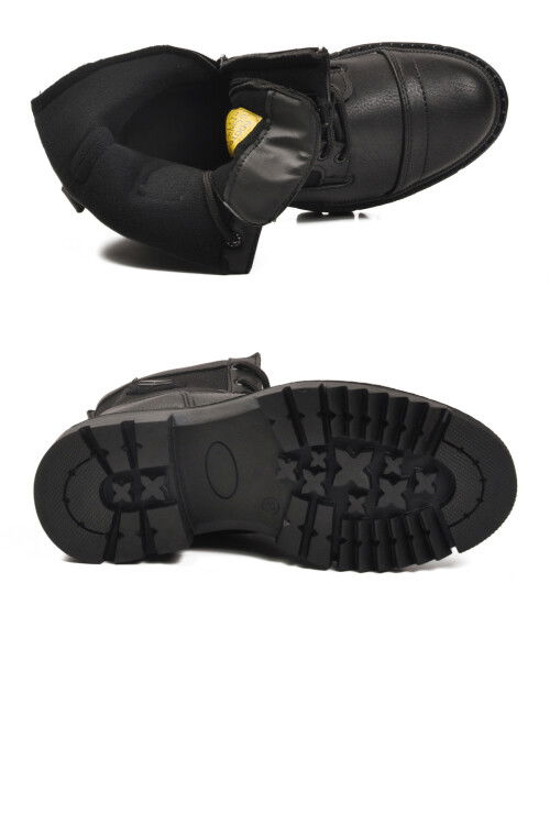 Siyah İçi Polarlı Kaymaz Taban Fermuarlı Unisex Bot 2100 G