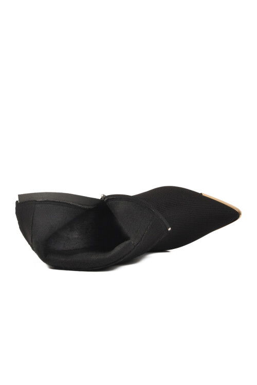 Siyah İçi Polarlı Fermuarlı Kadın Topuklu Bot 878605 Z