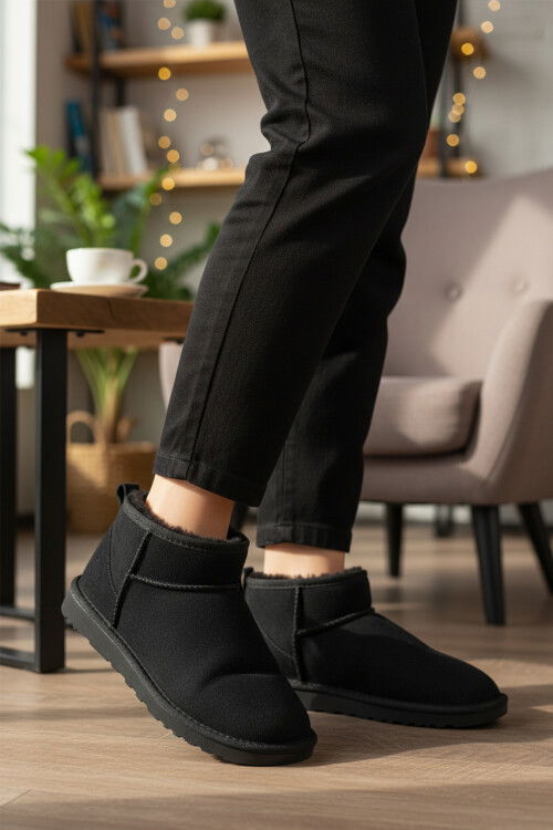 Siyah İçi Kürklü Soğuğa Dirençli Kadın Bot U-19 Z