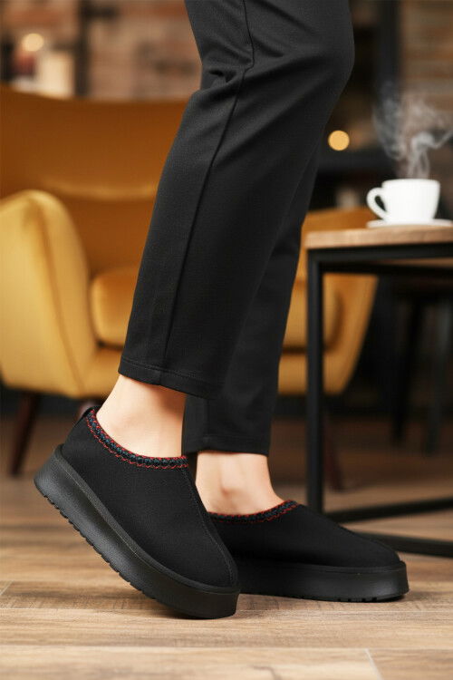 Siyah İçi Kürklü Kadın Casual Ayakkabı U-50 Z