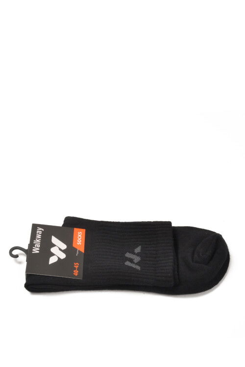 Siyah Pamuklu Dikişli Erkek Uzun Çorap TNS-2181