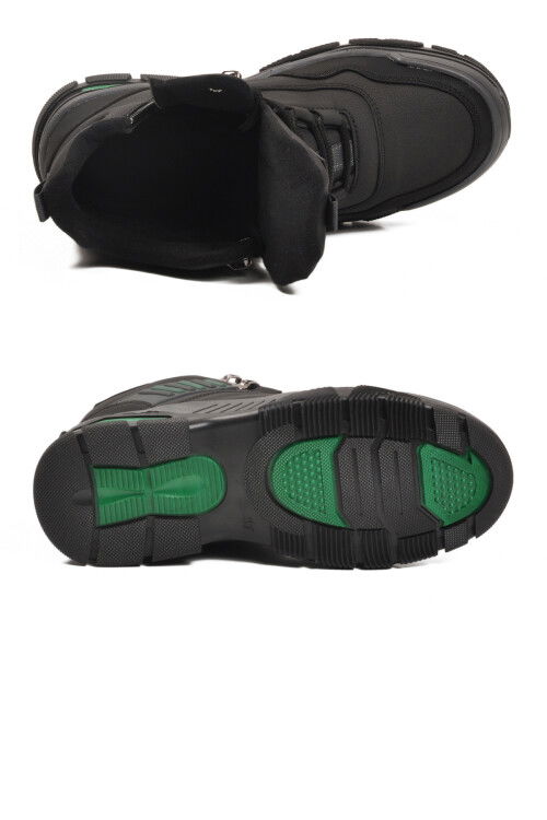 Siyah Yeşil Kaymaz Taban Fermuarlı Unisex Outdoor Bot 444 G
