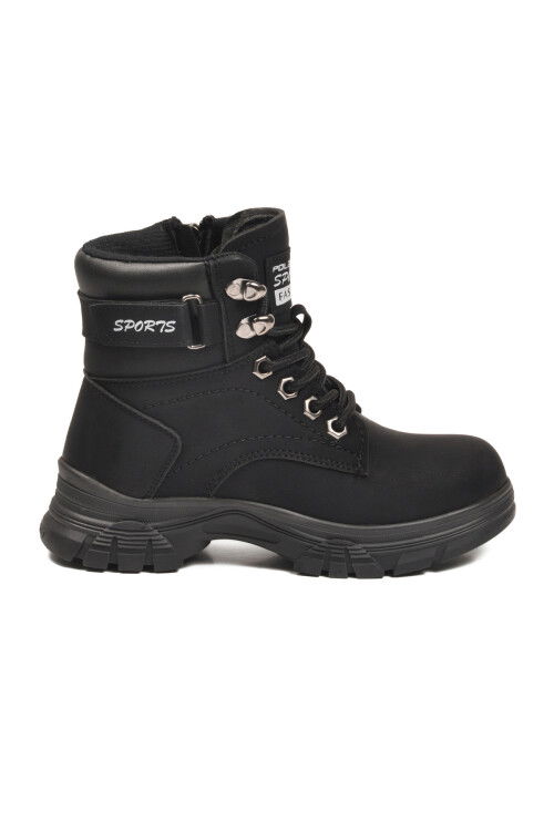 Siyah Zümrüt İçi Polarlı Kaymaz Taban Unisex Çocuk Bot 24035 F