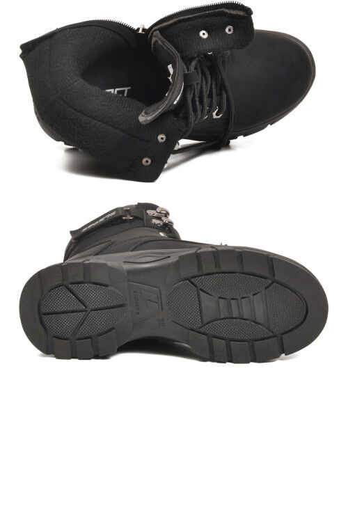 Siyah Zümrüt İçi Polarlı Kaymaz Taban Unisex Çocuk Bot 24035 F