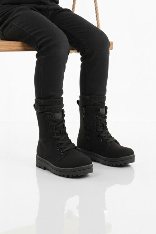 Siyah Zümrüt İçi Polarlı Kaymaz Taban Kız Çocuk Bot 23002 F